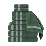 Brea Zero Twist Cotton Ribbed Geometric Border 9 Piece Towel Set - Towel Set by Superior Brand