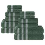 Brea Zero Twist Cotton Ribbed Geometric Border 12 Piece Towel Set - Towel Set by Superior Brand