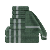 Brea Zero Twist Cotton Ribbed Geometric Border 8 Piece Towel Set - Towel Set by Superior Brand
