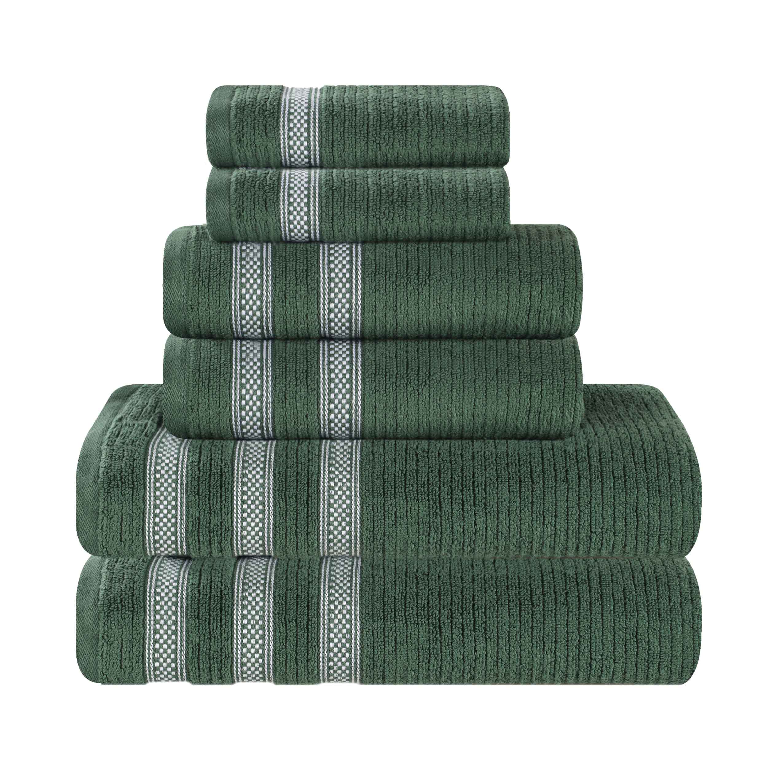 Zero Twist Cotton Ribbed Towel Set 6-Piece - Brea - Towel Set by Superior Brand