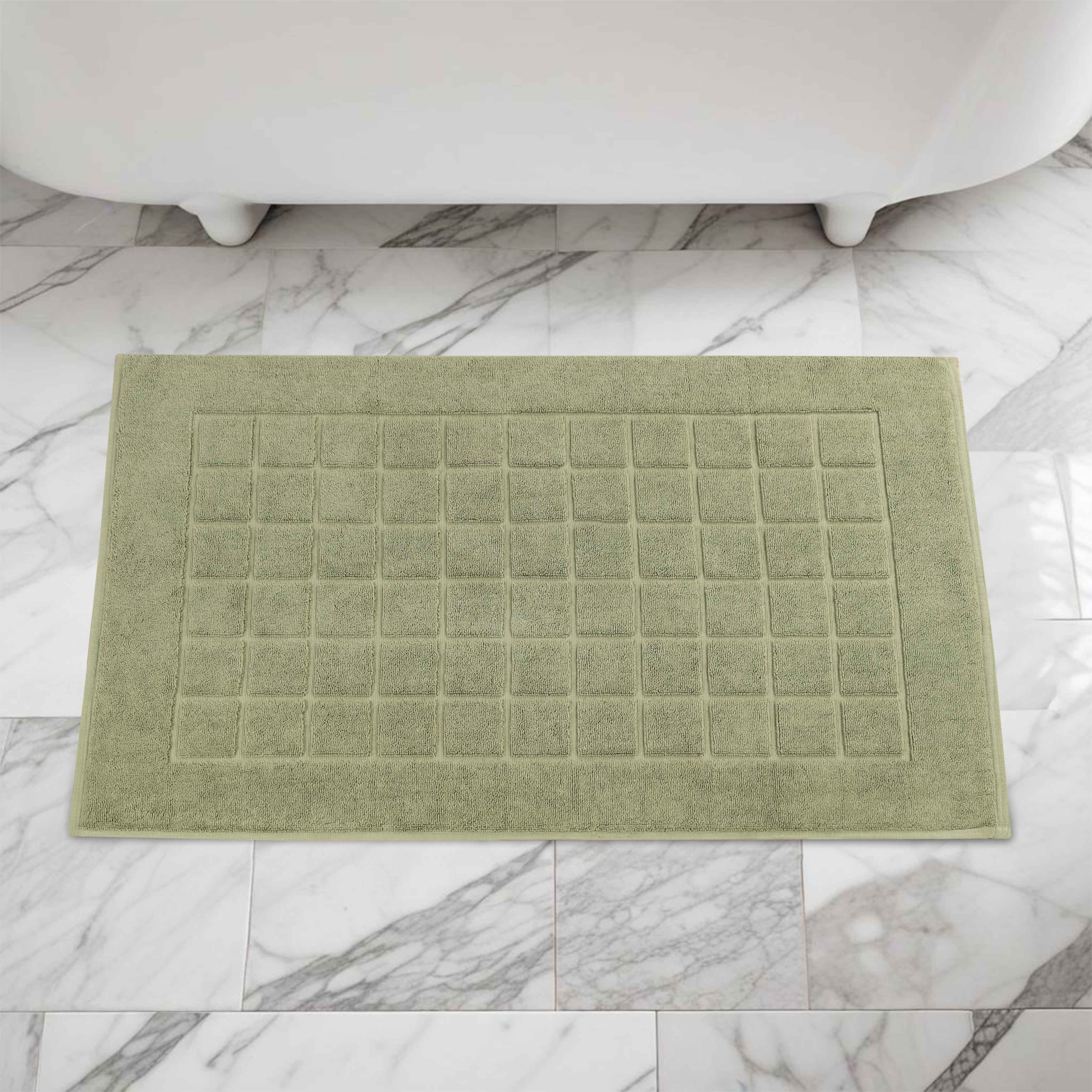 Nora Cotton Solid Absorbent Thick Checkered Washable Bath Mat Set of 2 - Bath Mats by Superior Brand