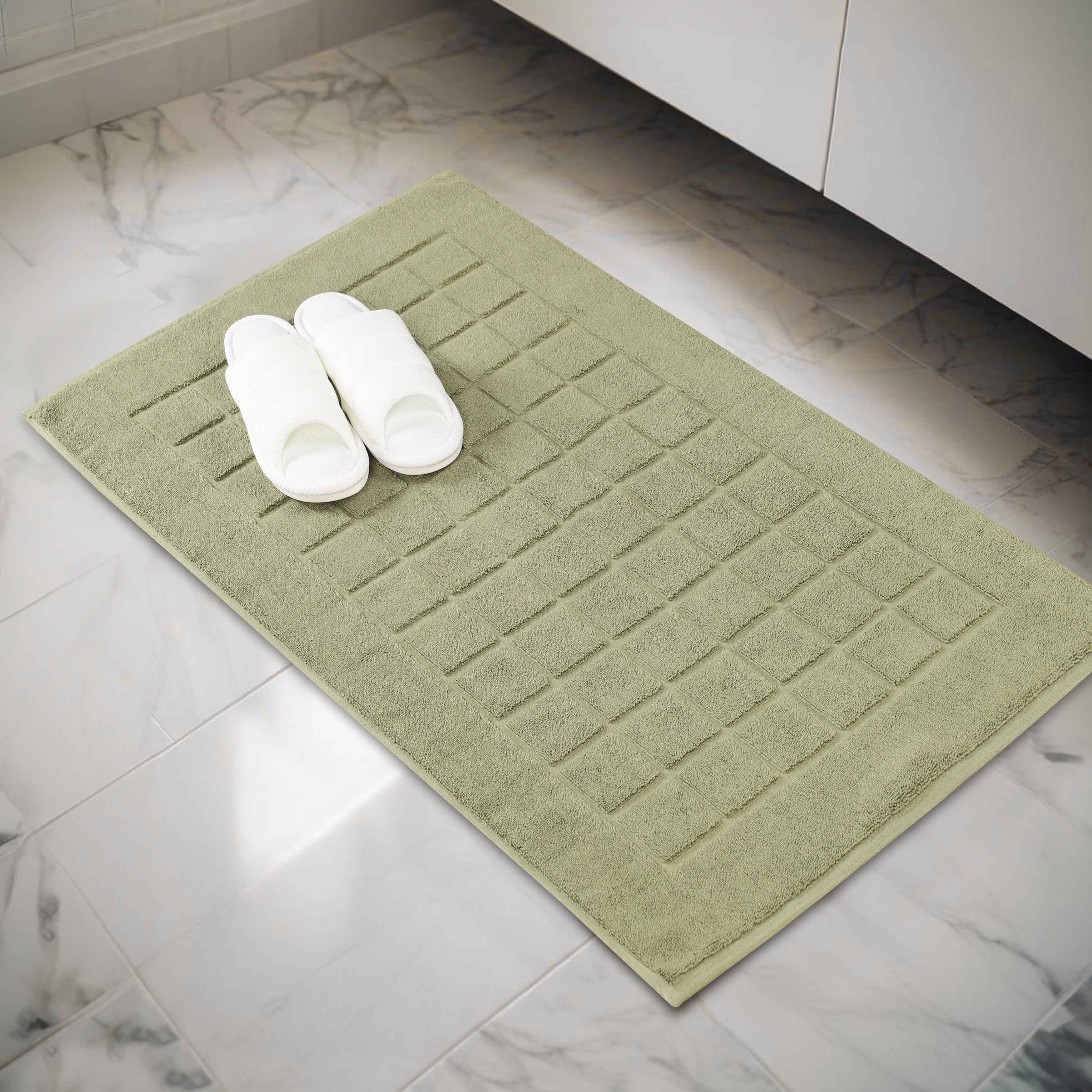 Nora Cotton Solid Absorbent Thick Checkered Washable Bath Mat Set of 2 - Bath Mats by Superior Brand