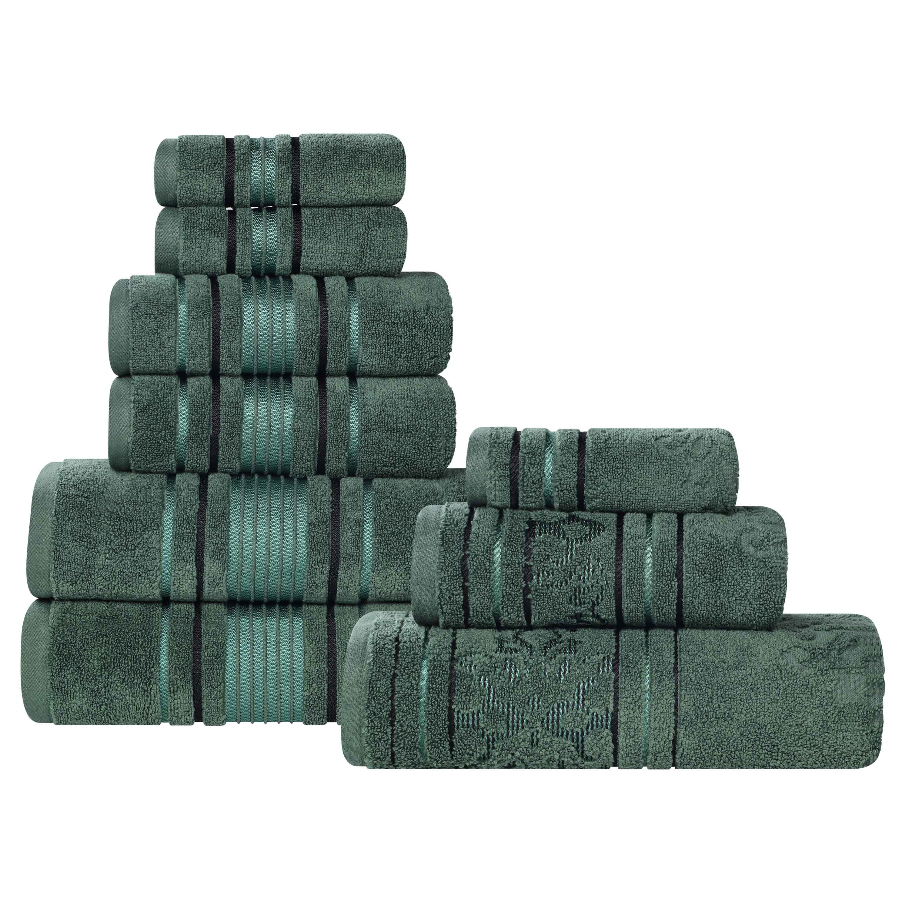 Zero-Twist Cotton Jacquard Towel Set 9 Piece - Sadie - Towel Set by Superior Brand