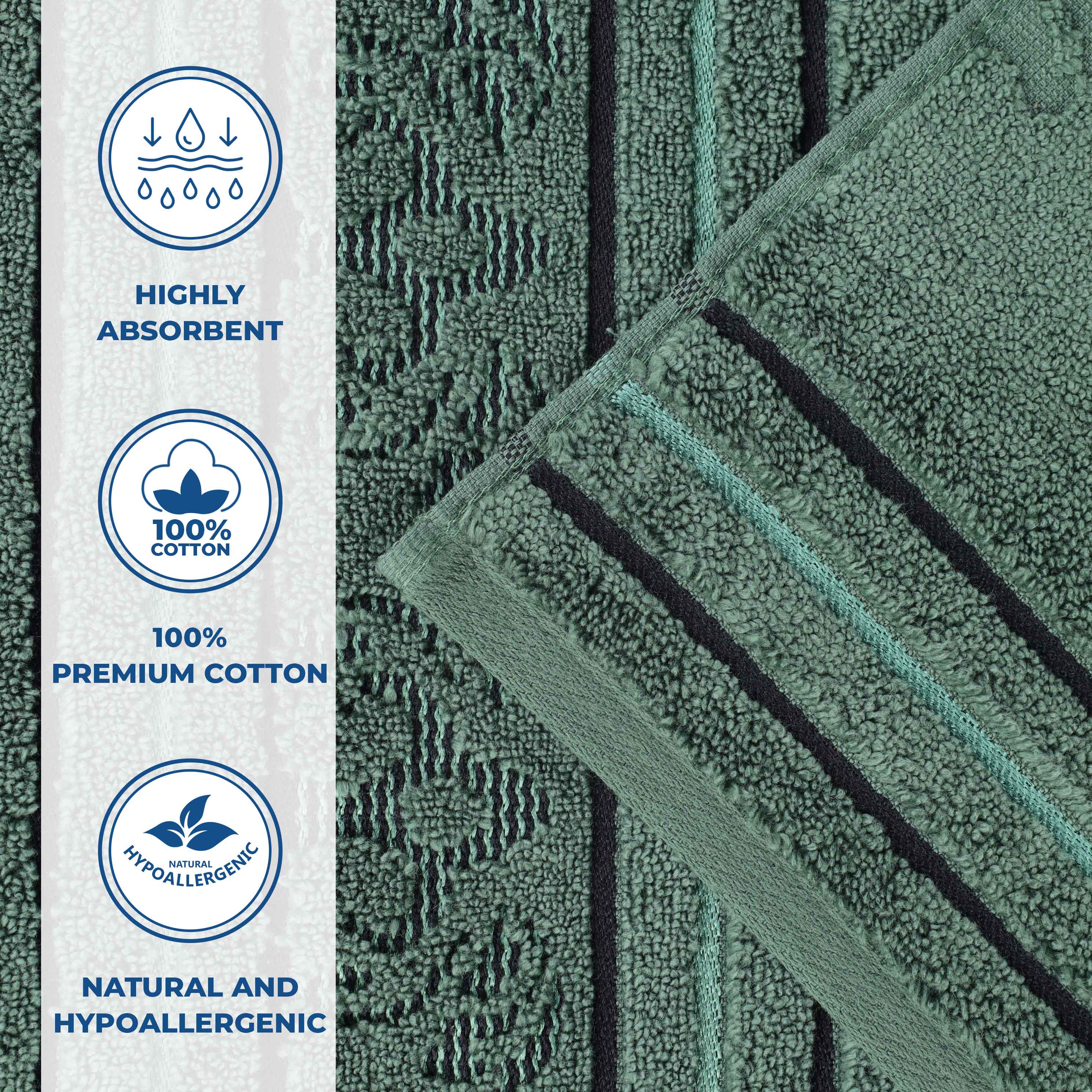 Sadie Zero Twist Cotton Solid and Jacquard Floral 12 Piece Towel Set - Towel Set by Superior Brand