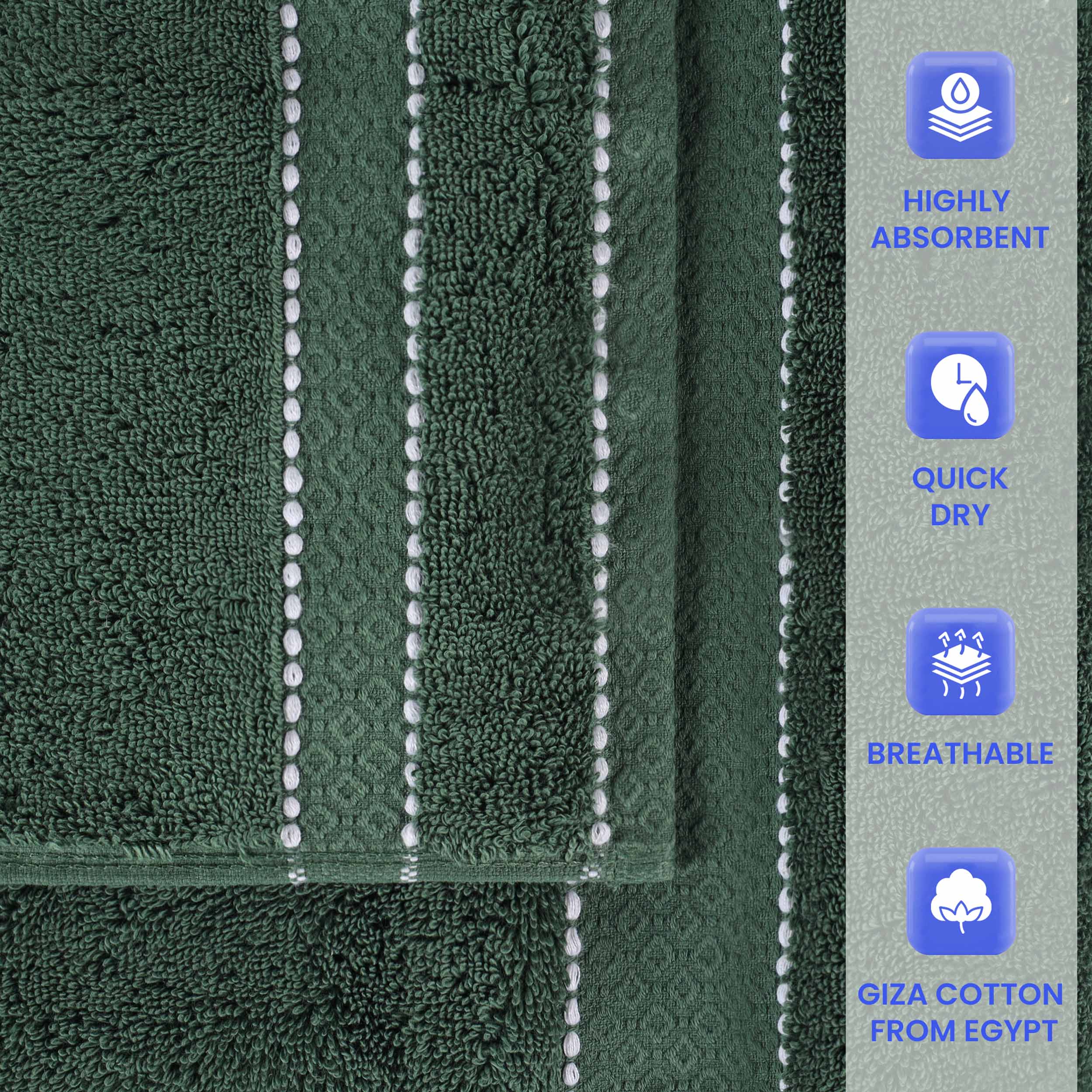 Egyptian Giza Cotton Plush Soft Towel Set 8 Piece - Egyptian Cotton Towel Set by Superior Brand