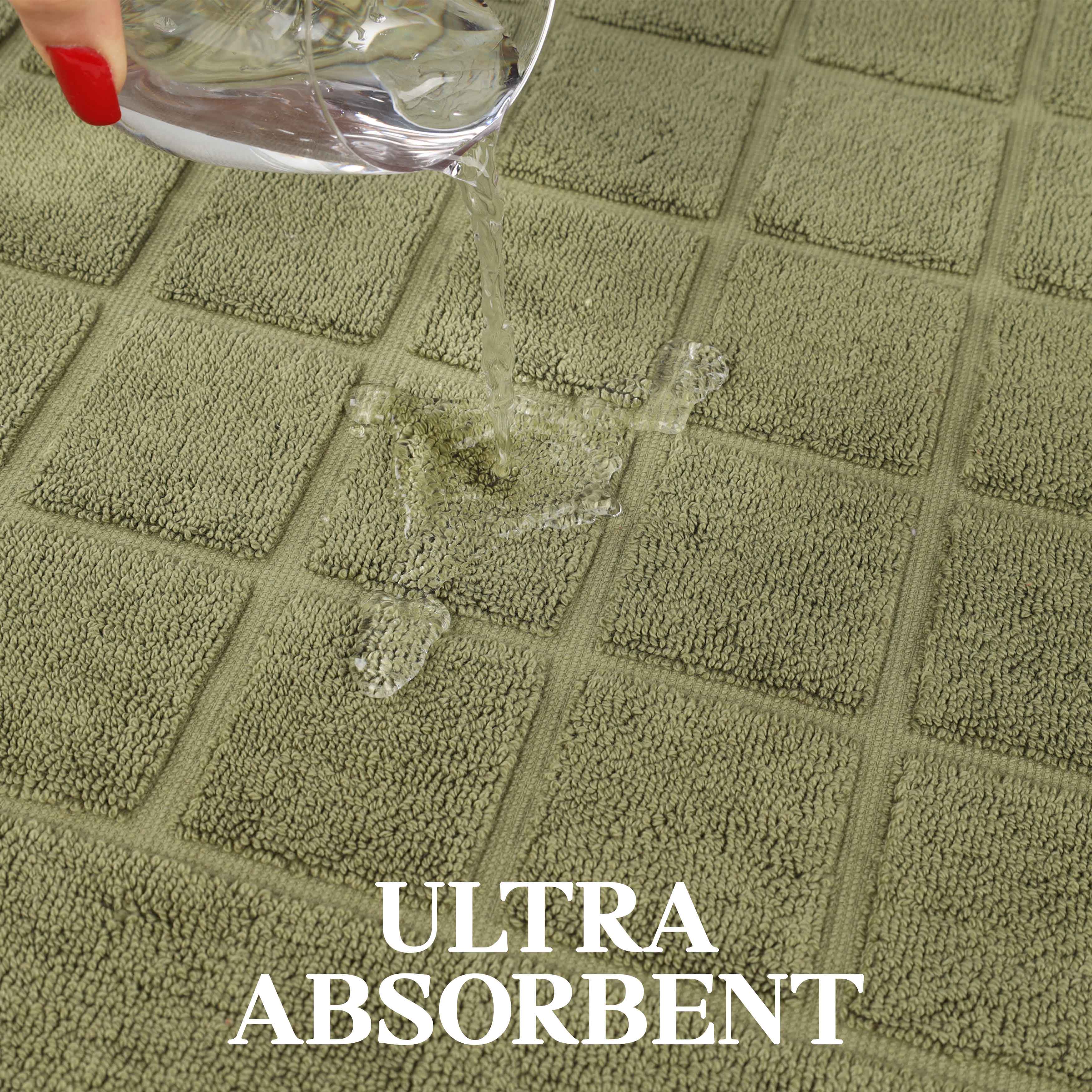Nora Cotton Solid Absorbent Thick Checkered Washable Bath Mat Set of 2 - Bath Mats by Superior Brand