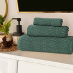 Chevron Zero Twist Jaquard Cotton 3 Piece Bathroom Towel Set - Towel Set by Superior Brand