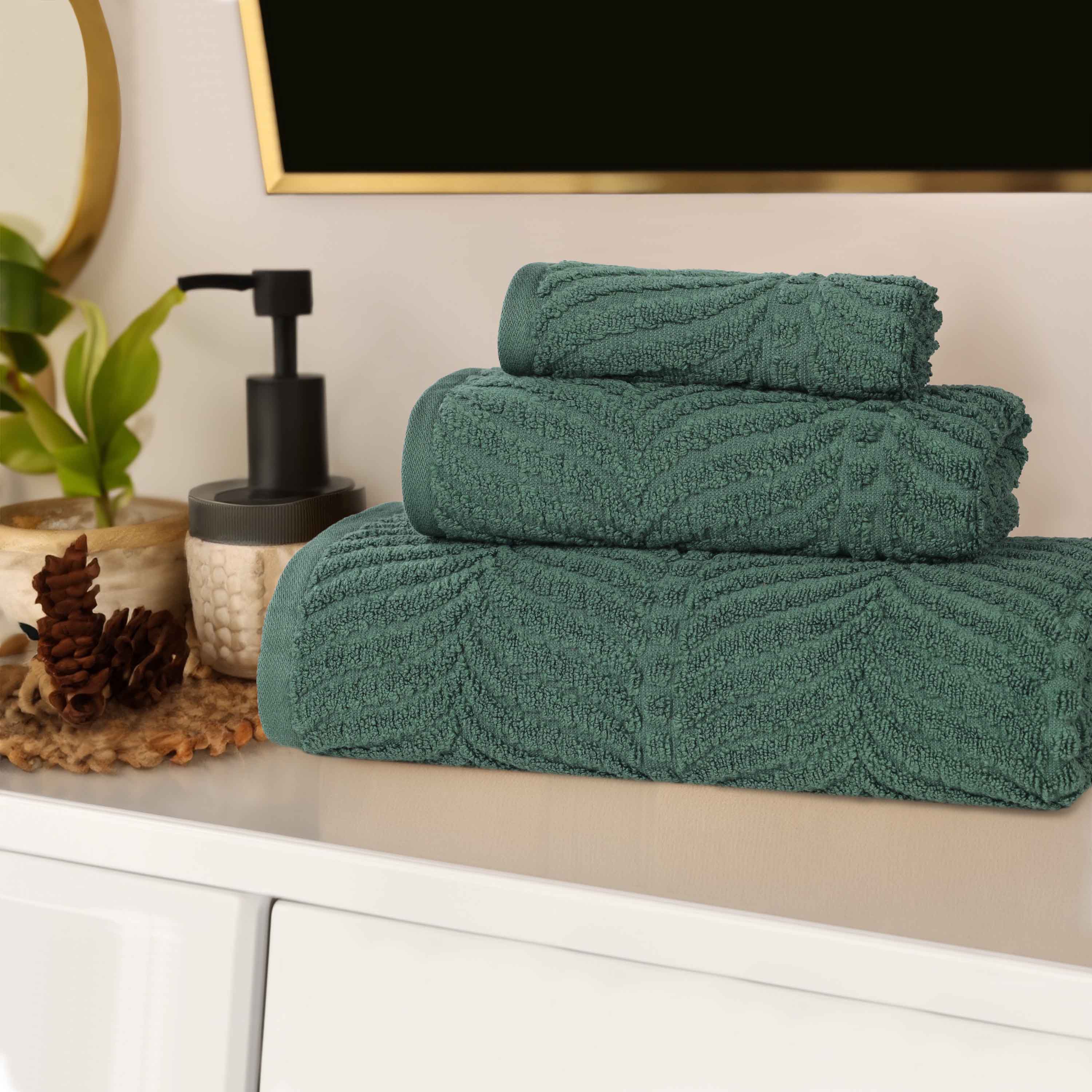 Chevron Zero Twist Jaquard Cotton 3 Piece Bathroom Towel Set - Towel Set by Superior Brand