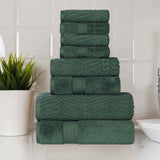 Chevron Zero Twist Solid and Jacquard Cotton 8 Piece Towel Set - Towel Set by Superior Brand
