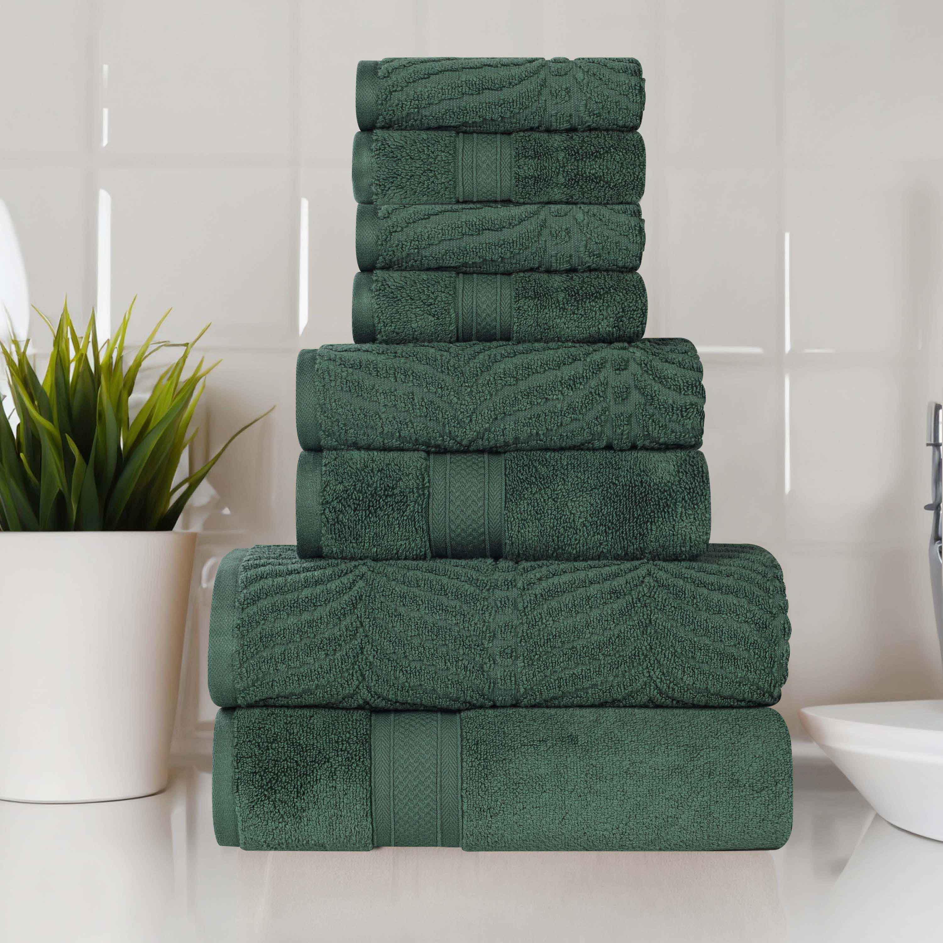 Chevron Zero Twist Solid and Jacquard Cotton 8 Piece Towel Set - Towel Set by Superior Brand
