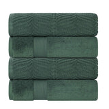 Zero Twist Cotton Solid and Jacquard Bath Towel Set of 4 - Bath Towel by Superior Brand