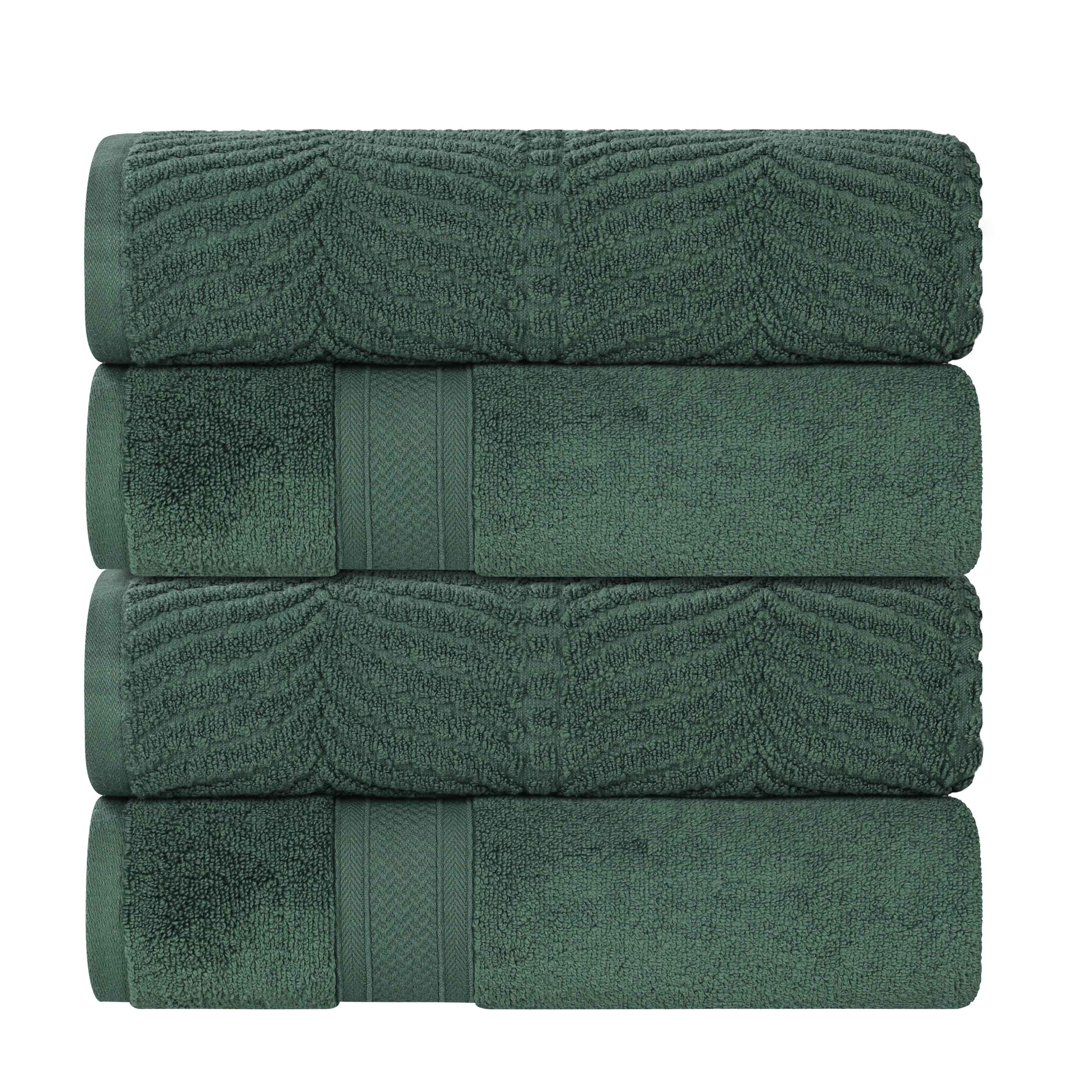Zero Twist Cotton Solid and Jacquard Bath Towel Set of 4 - Bath Towel by Superior Brand