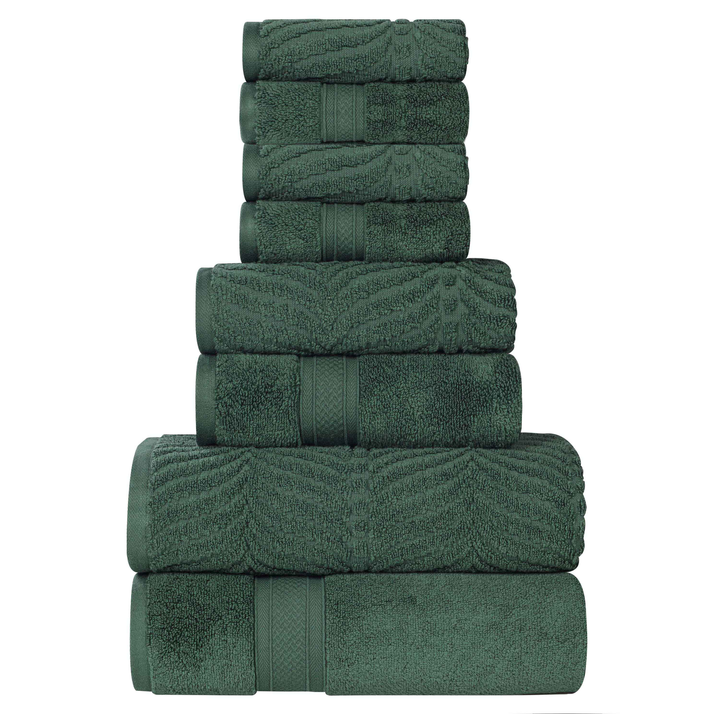 Chevron Zero Twist Solid and Jacquard Cotton 8 Piece Towel Set - Towel Set by Superior Brand