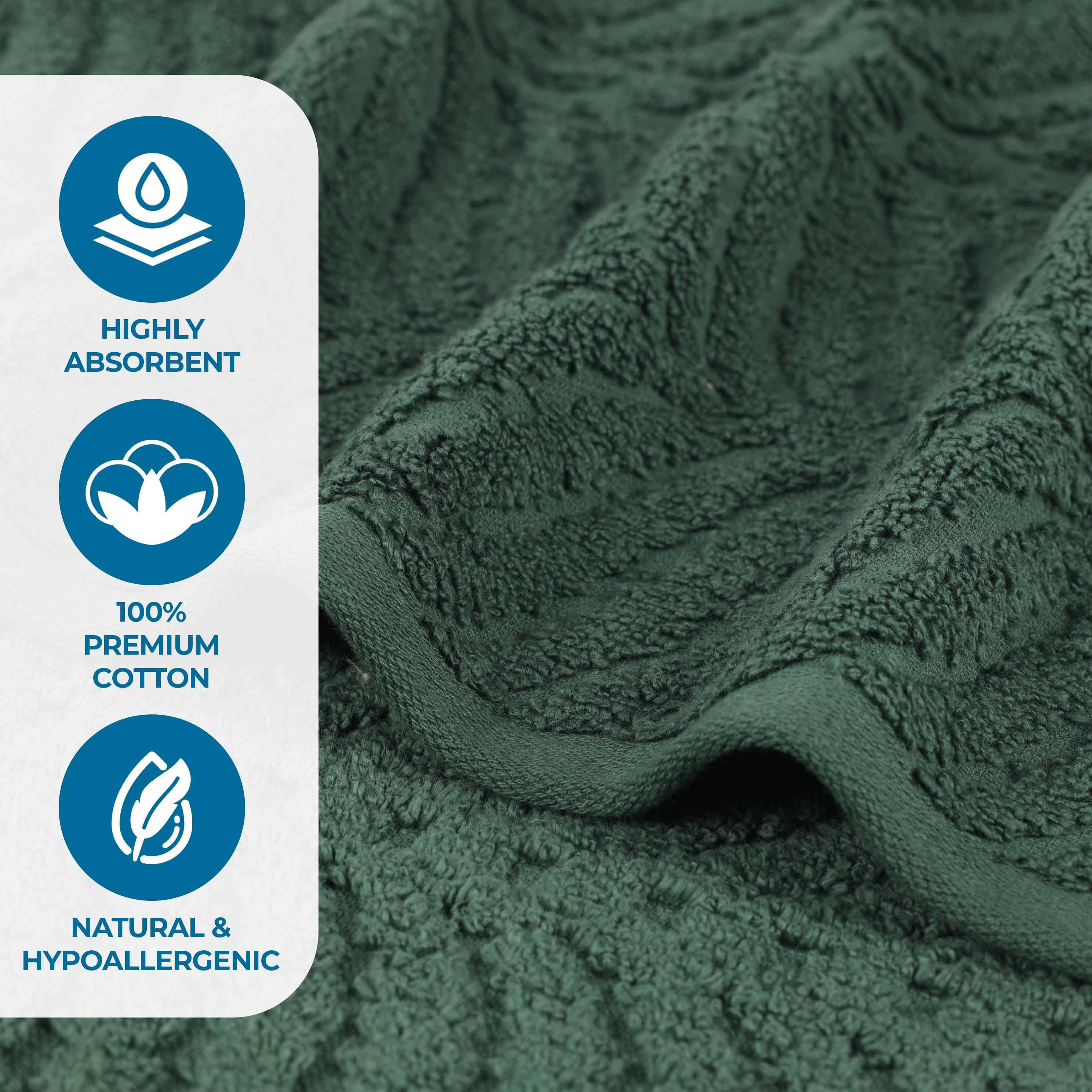 Zero Twist Cotton Solid and Jacquard Bath Towel Set of 4 - Bath Towel by Superior Brand