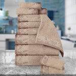 Wisteria Cotton Medium Weight Floral Jacquard Border 12 Piece Towel Set - Towel Set by Superior Brand