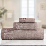 Wisteria Cotton Medium Weight Floral Jacquard Border 3 Piece Towel Set - Towel Set by Superior Brand