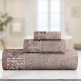 Wisteria Cotton Medium Weight Floral Jacquard Border 3 Piece Towel Set - Towel Set by Superior Brand