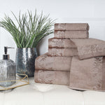 Cotton Floral Jacquard Towel Set 8-Piece - Wisteria - Towel Set by Superior Brand