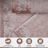 Wisteria Cotton Medium Weight Floral Jacquard Border 3 Piece Towel Set - Towel Set by Superior Brand