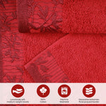 Wisteria Cotton Medium Weight Floral Jacquard Border 3 Piece Towel Set - Towel Set by Superior Brand