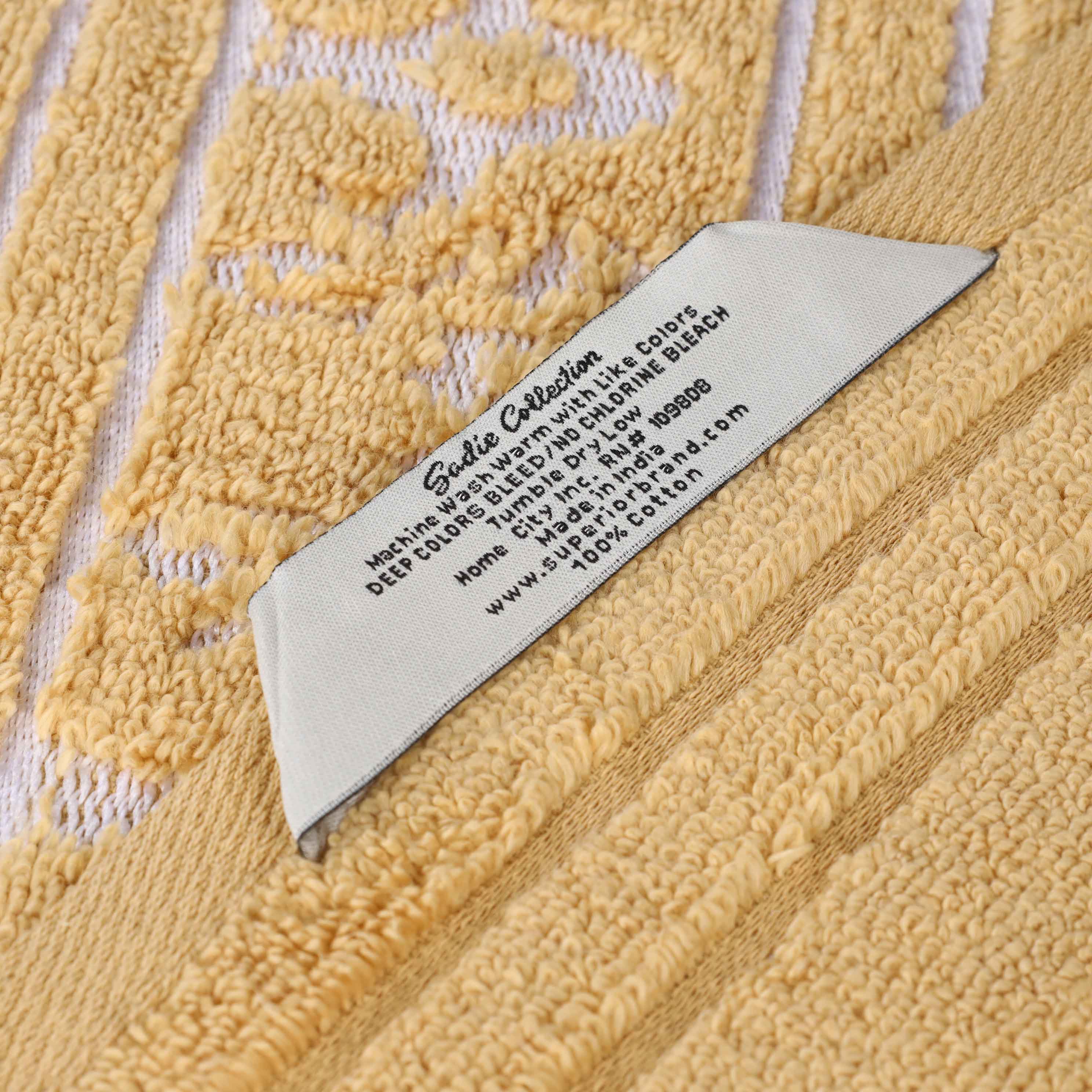 Sadie Zero Twist Cotton Solid and Jacquard Floral 12 Piece Towel Set - Towel Set by Superior Brand