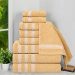 Brea Zero Twist Cotton Ribbed Geometric Border 9 Piece Towel Set - Towel Set by Superior Brand