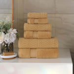 Chevron Zero-Twist Cotton Jacquard and Solid Towel Set 6 Piece - Towel Set by Superior Brand