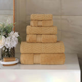 Chevron Zero-Twist Cotton Jacquard and Solid Towel Set 6 Piece - Towel Set by Superior Brand