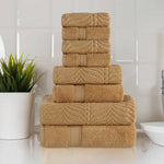Chevron Zero Twist Solid and Jacquard Cotton 8 Piece Towel Set - Towel Set by Superior Brand