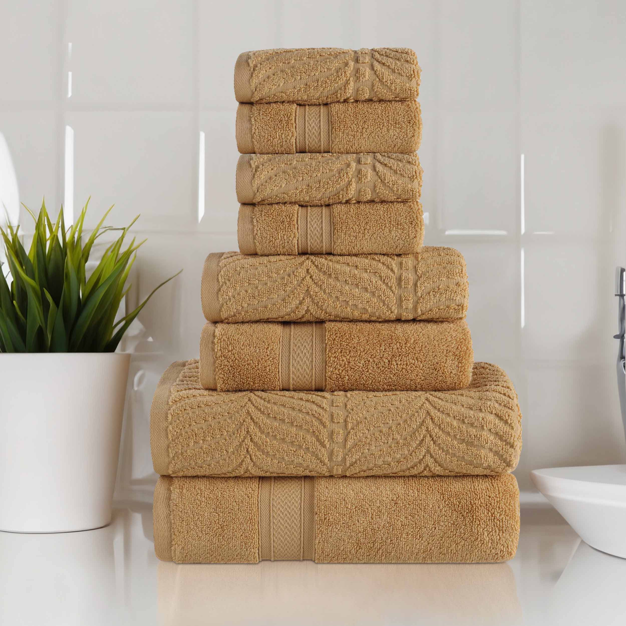 Chevron Zero Twist Solid and Jacquard Cotton 8 Piece Towel Set - Towel Set by Superior Brand