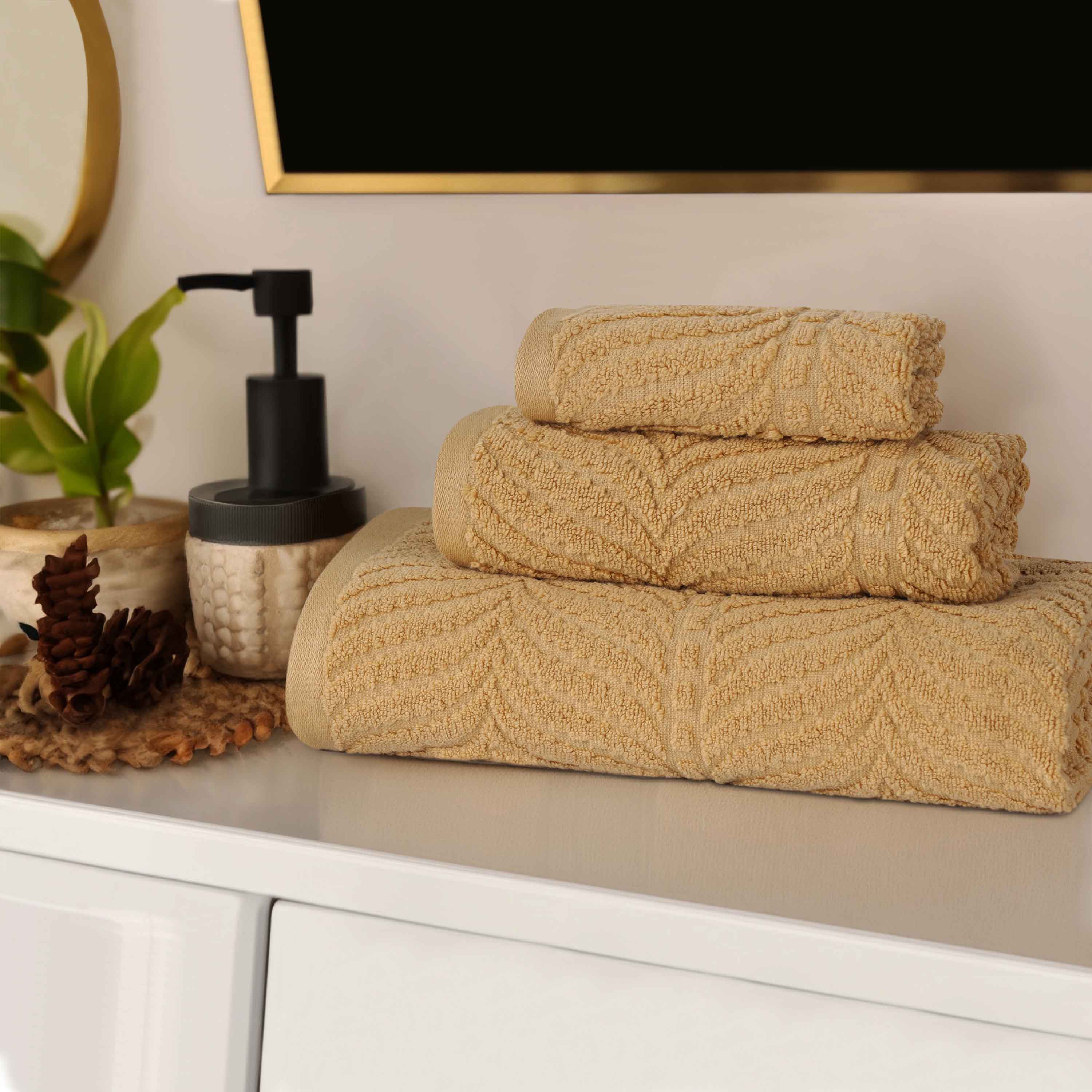 Chevron Zero Twist Jaquard Cotton 3 Piece Bathroom Towel Set - Towel Set by Superior Brand