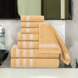 Brea Zero Twist Cotton Ribbed Geometric Border 8 Piece Towel Set - Towel Set by Superior Brand