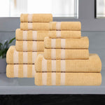 Brea Zero Twist Cotton Ribbed Geometric Border 12 Piece Towel Set - Towel Set by Superior Brand