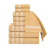 Brea Zero Twist Cotton Ribbed Geometric Border 9 Piece Towel Set - Towel Set by Superior Brand