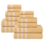 Brea Zero Twist Cotton Ribbed Geometric Border 12 Piece Towel Set - Towel Set by Superior Brand
