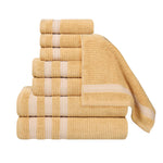 Brea Zero Twist Cotton Ribbed Geometric Border 8 Piece Towel Set - Towel Set by Superior Brand