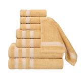 Brea Zero Twist Cotton Ribbed Geometric Border 8 Piece Towel Set - Towel Set by Superior Brand