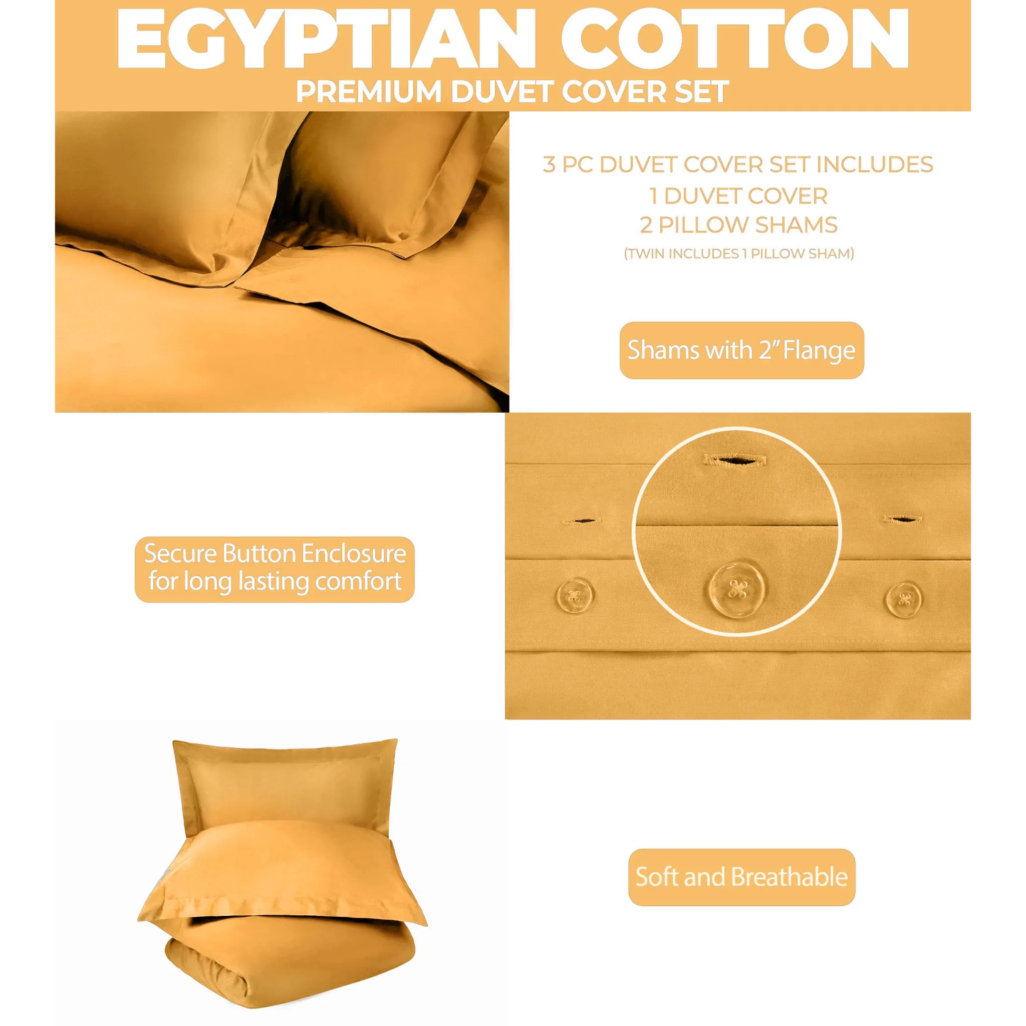 Egyptian Cotton 400 Thread Count Solid Luxury Duvet Cover Set - Egyptian Cotton Duvet Cover Set by Superior Brand