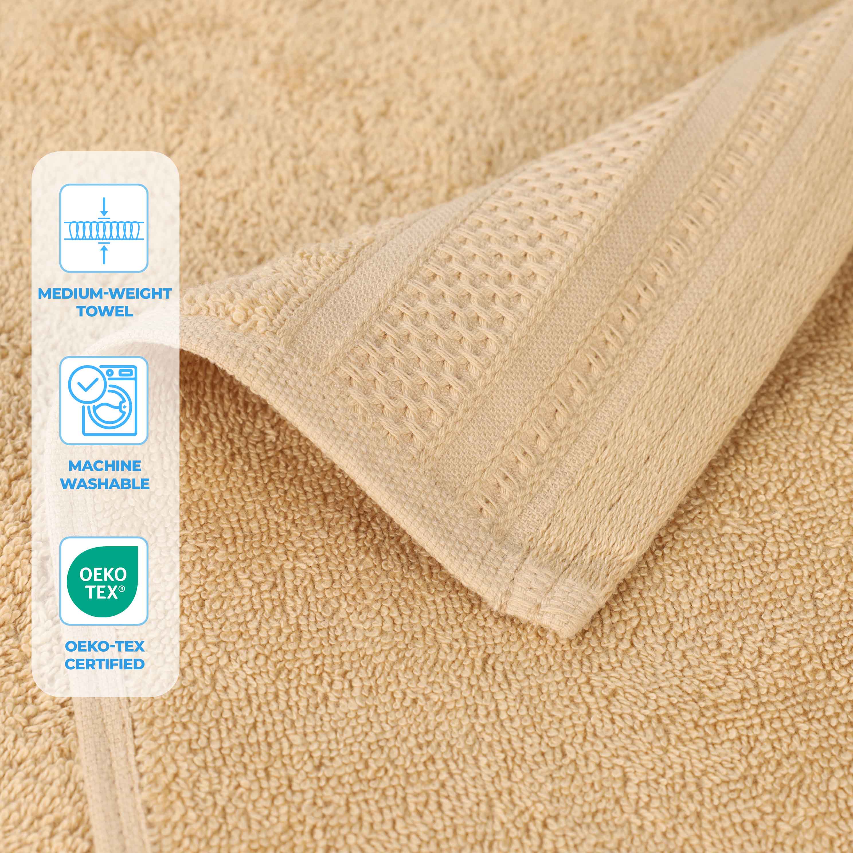 Cotton Waffle Border Towel Set 12-Piece - Honeycomb - Towel Set by Superior Brand