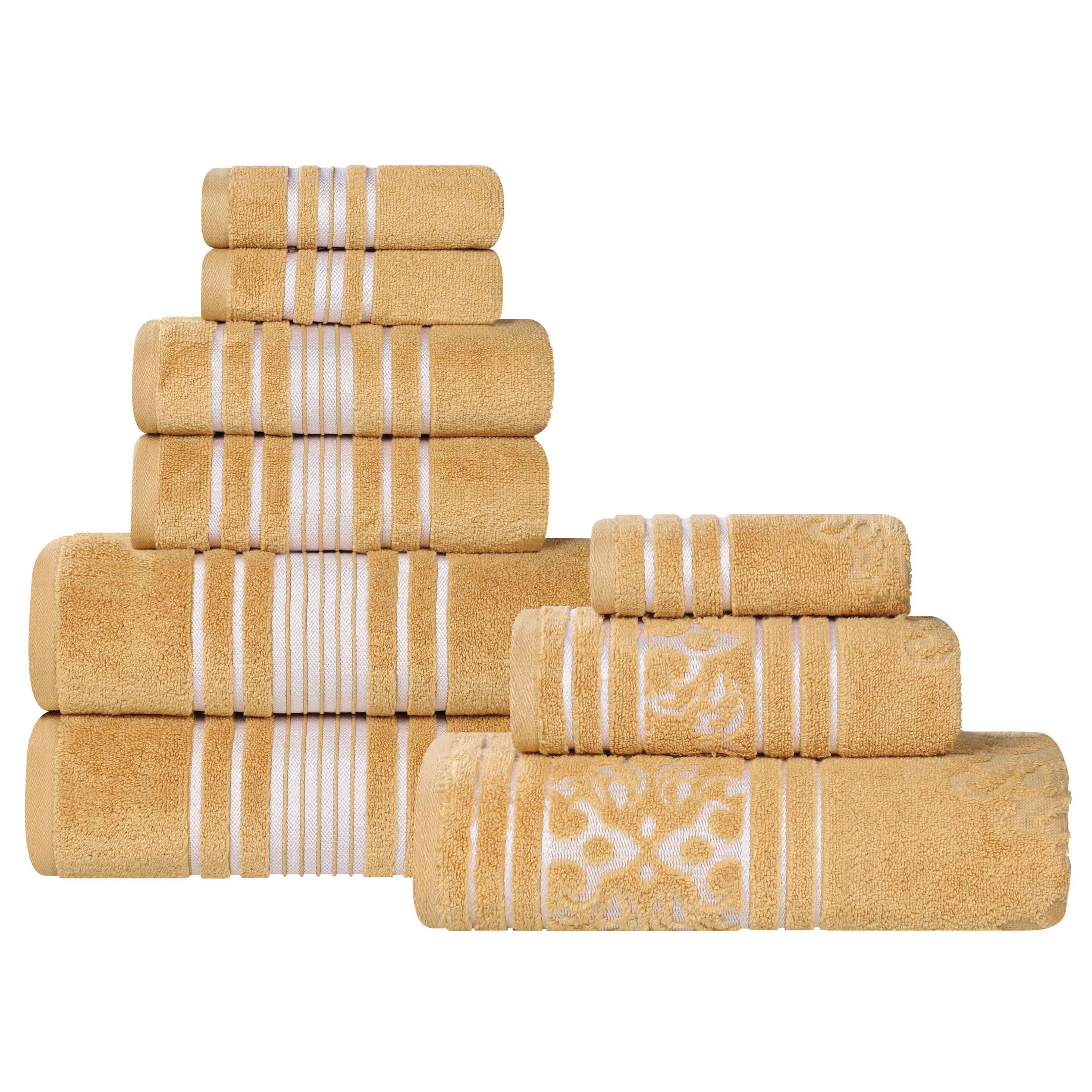 Zero-Twist Cotton Jacquard Towel Set 9 Piece - Sadie - Towel Set by Superior Brand