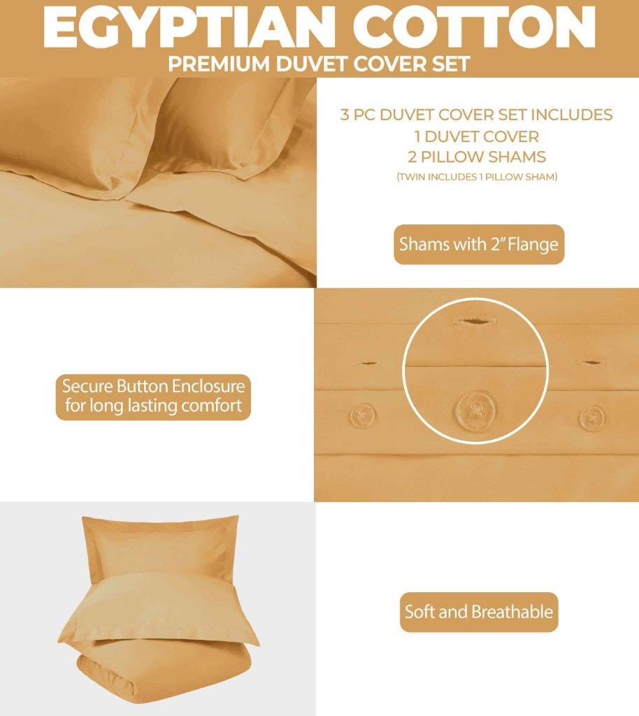 300 Thread Count Egyptian Cotton Solid Duvet Cover - Egyptian Cotton Duvet Cover Set by Superior Brand