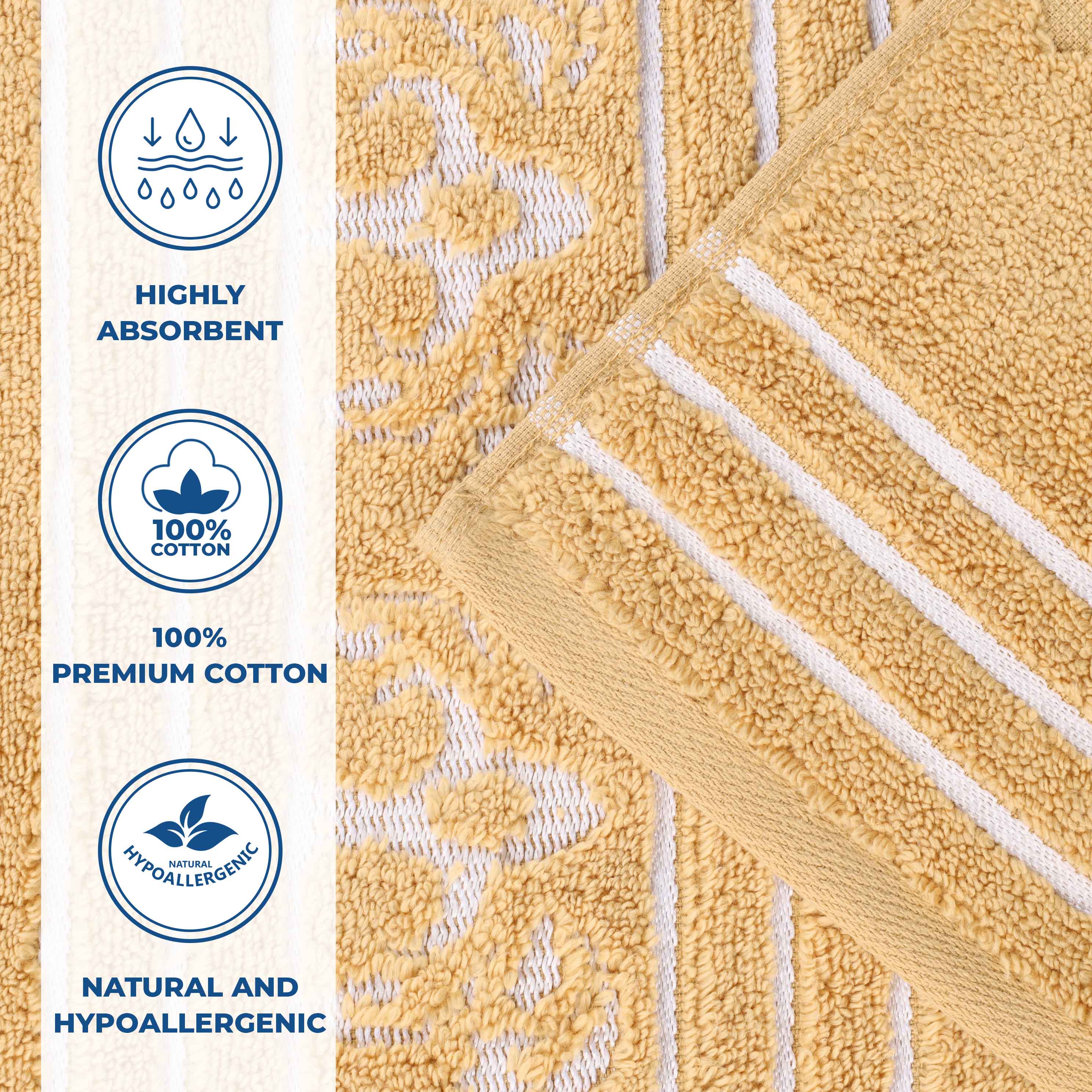 Zero-Twist Cotton Jacquard Towel Set 9 Piece - Sadie - Towel Set by Superior Brand