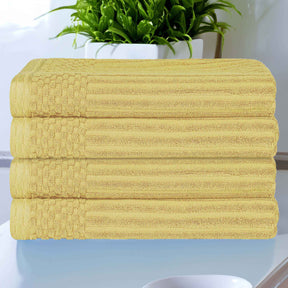 Soho Ribbed Cotton Absorbent Bath Towel Set of 4 - GoldenMist
