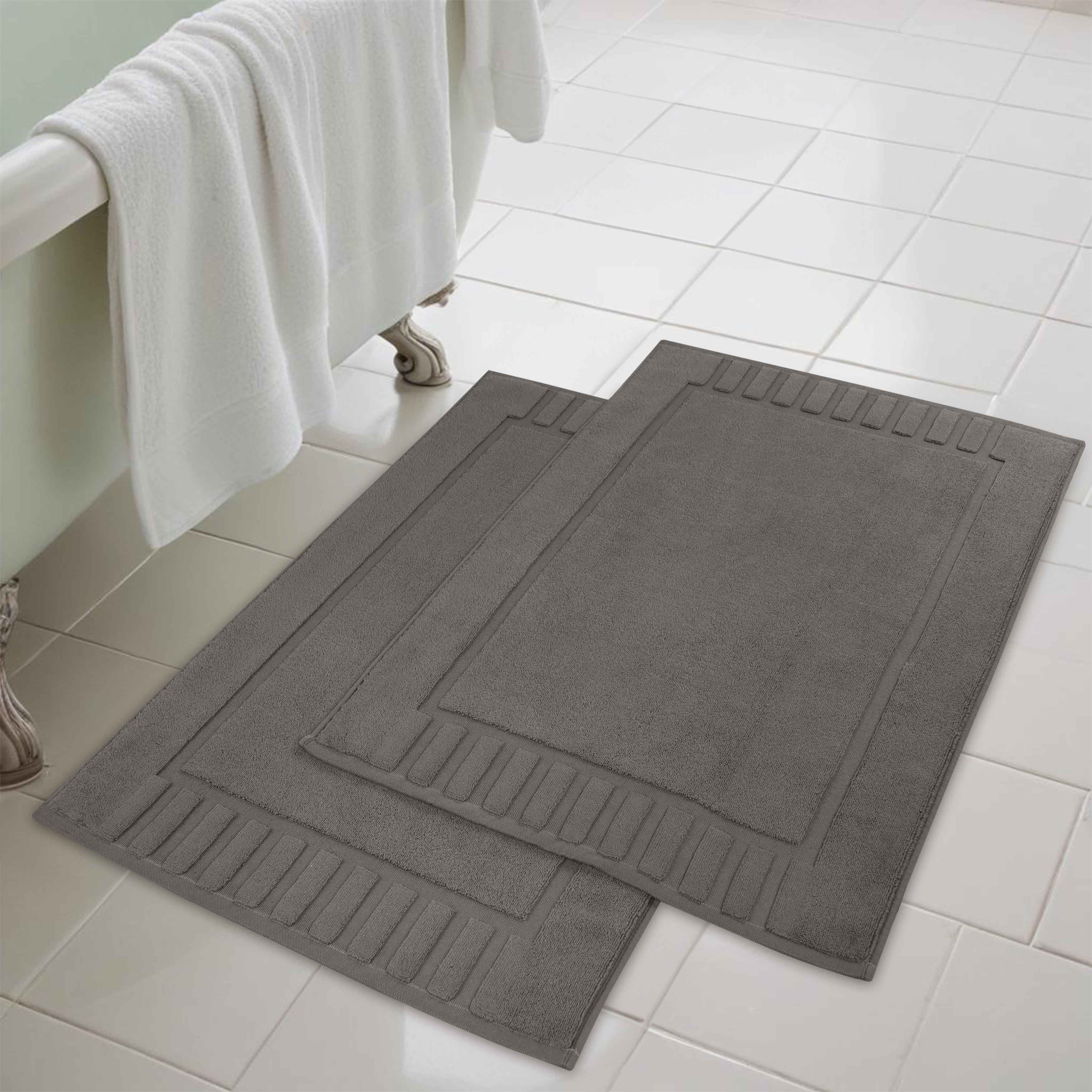 Leo Cotton Solid Modern Absorbent Heavy Washable Bath Mat Set of 2 - Bath Mats by Superior Brand