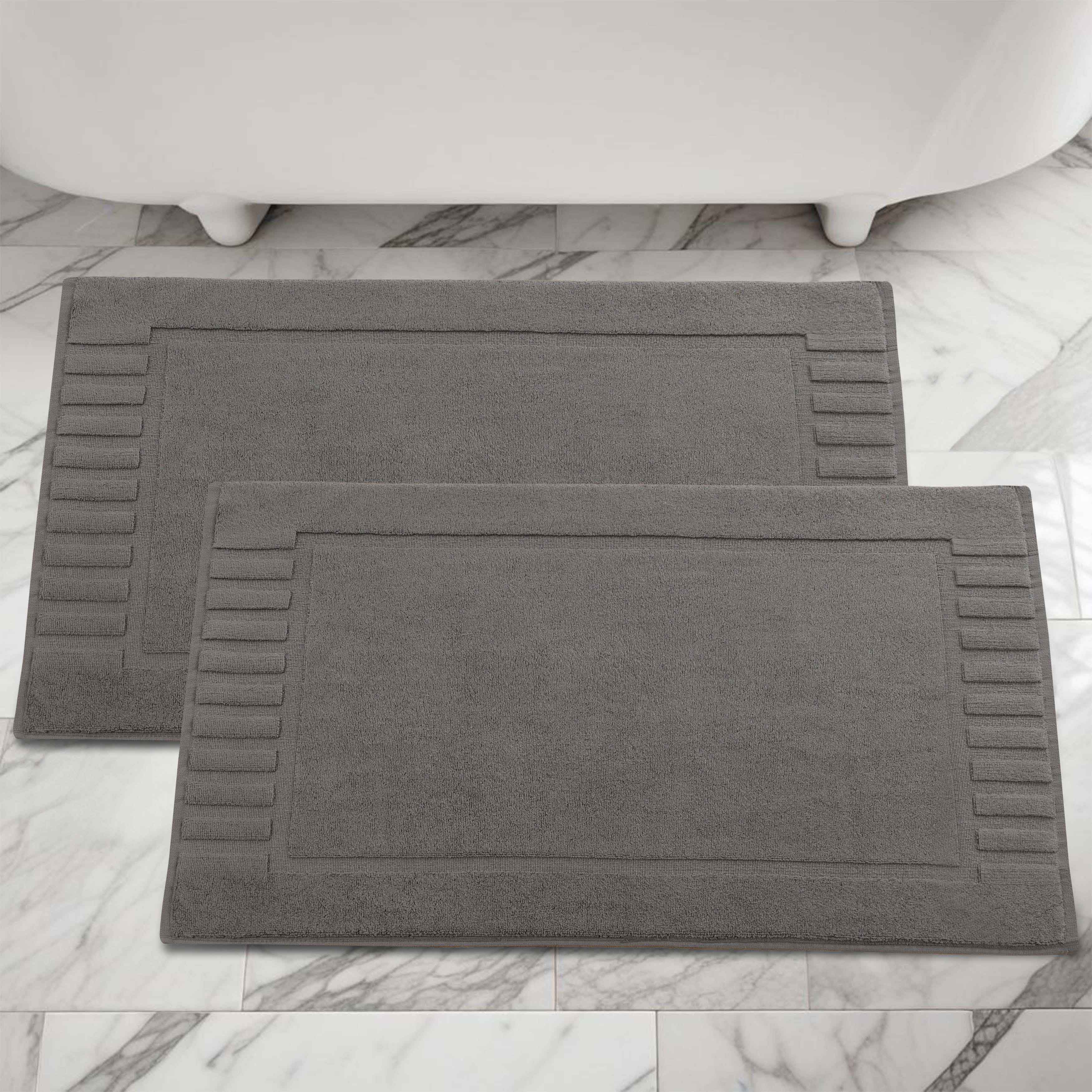 Leo Cotton Solid Modern Absorbent Heavy Washable Bath Mat Set of 2 - Bath Mats by Superior Brand