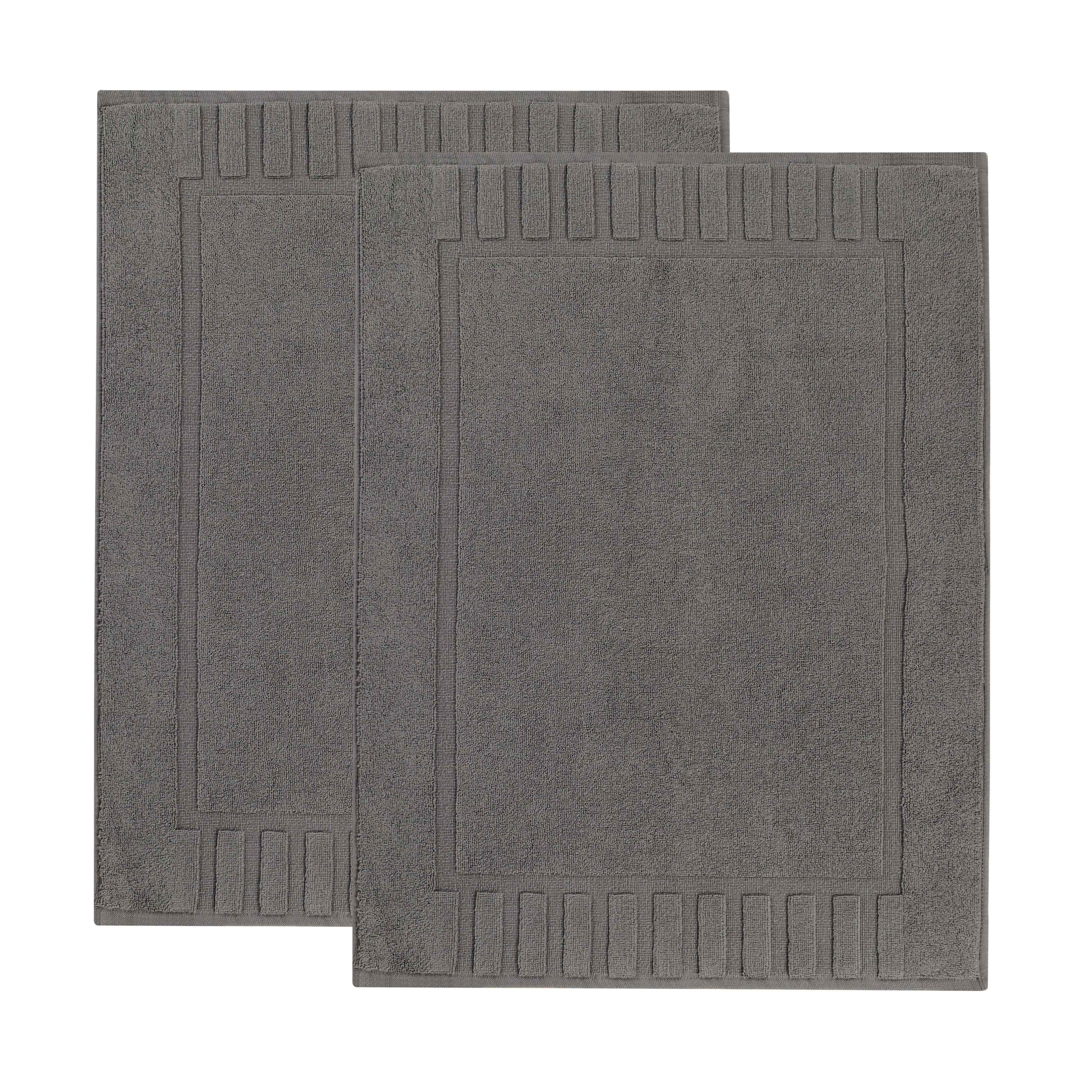 Leo Cotton Solid Modern Absorbent Heavy Washable Bath Mat Set of 2 - Bath Mats by Superior Brand