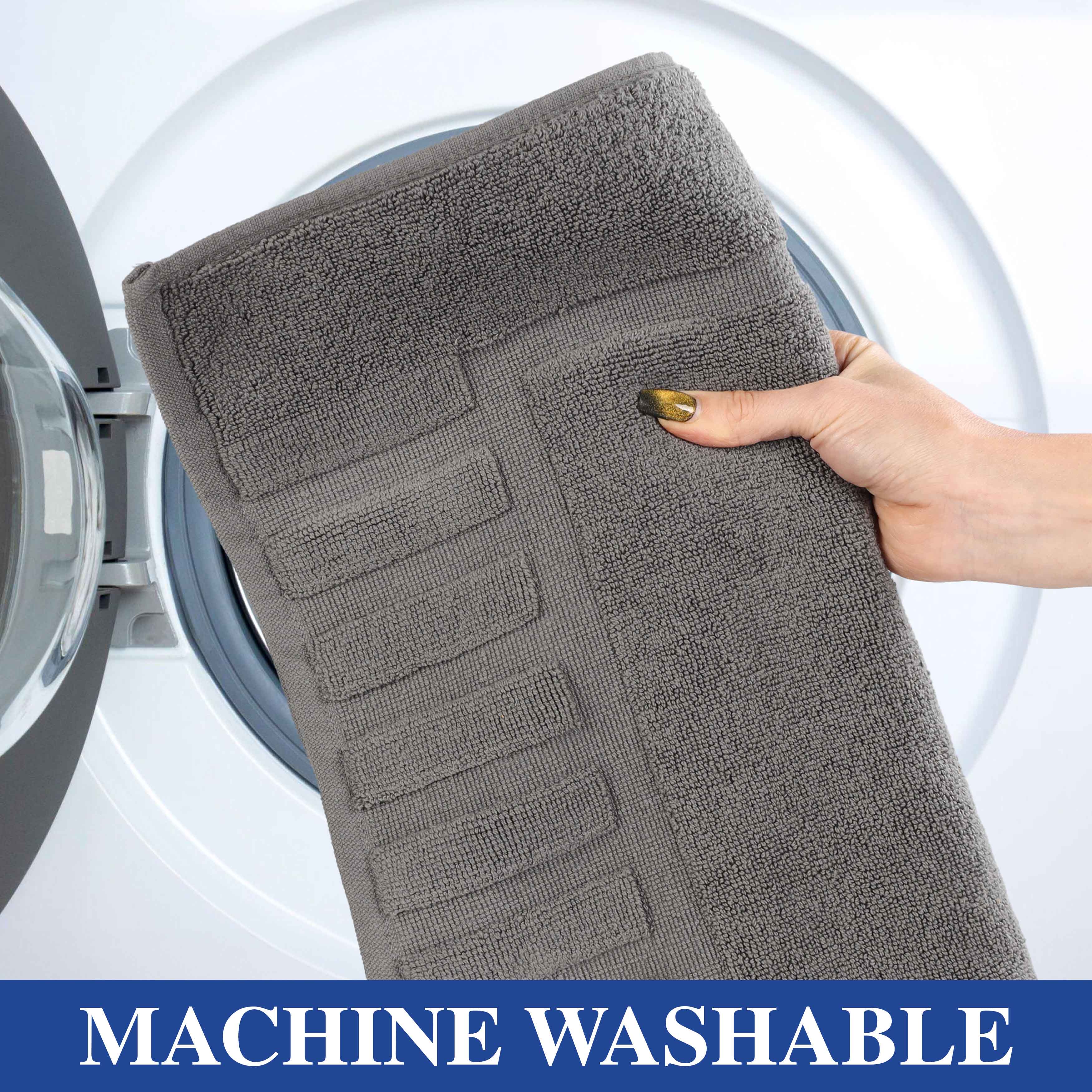 Leo Cotton Solid Modern Absorbent Heavy Washable Bath Mat Set of 2 - Bath Mats by Superior Brand