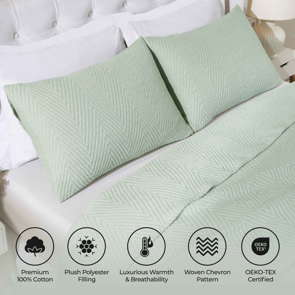 Aswan Cotton Medium Weight Textured Modern Chevron Woven Coverlet - Coverlet by Superior Brand