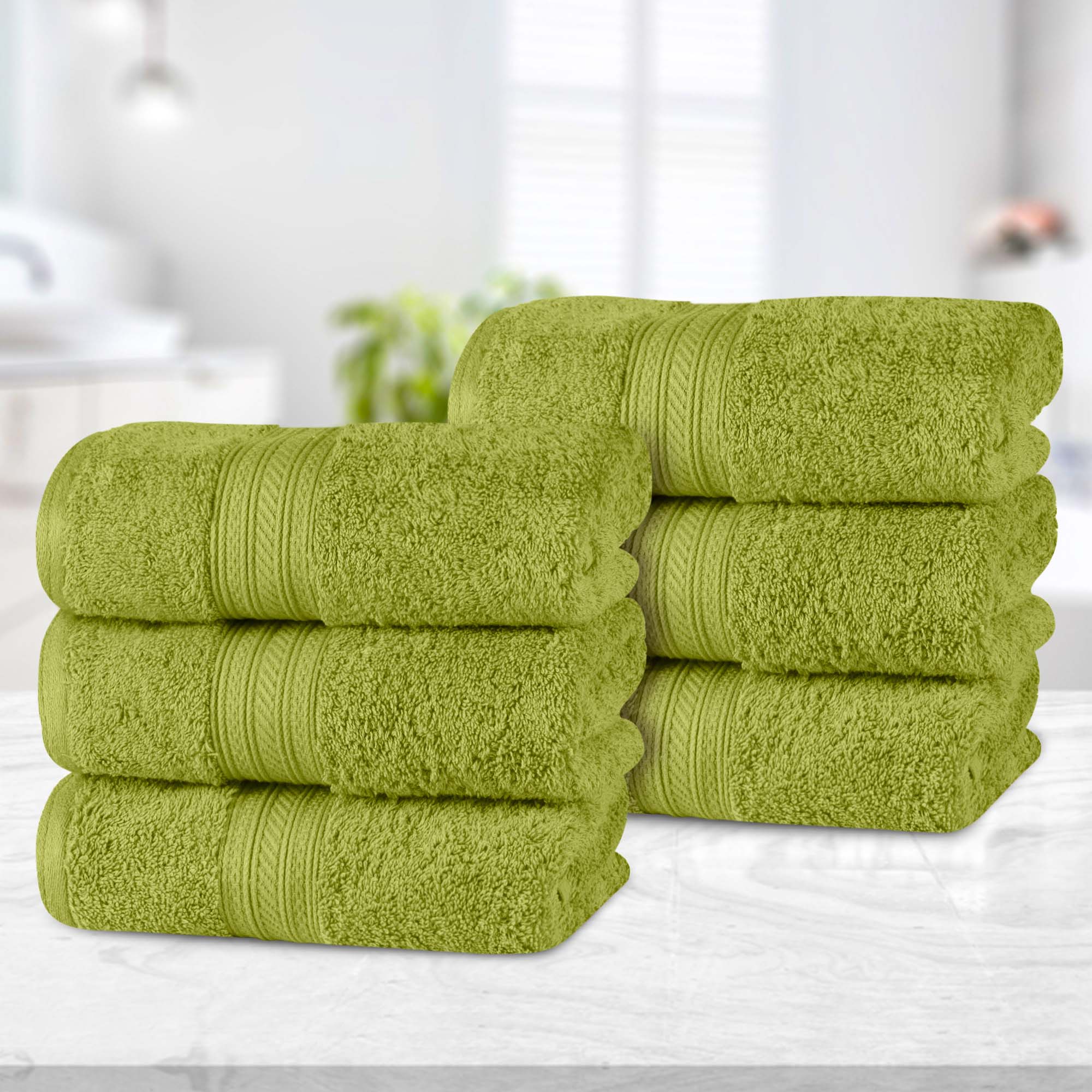 Cotton Terry Hand Towel Set 6-Piece - Atlas - Hand Towel Set by Superior Brand