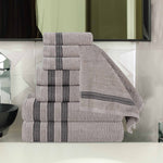 Brea Zero Twist Cotton Ribbed Geometric Border 8 Piece Towel Set - Towel Set by Superior Brand